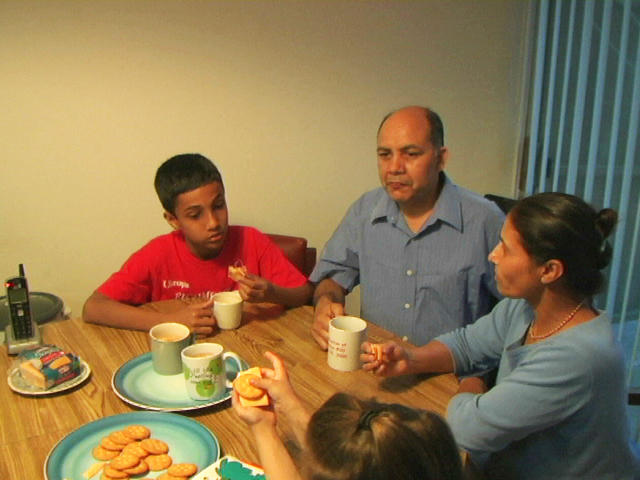 Bhutanese family eating a meal