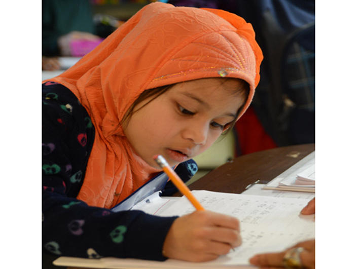 Girl focused on learning