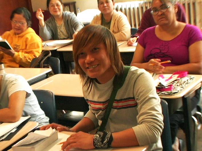 Young man in ESL class