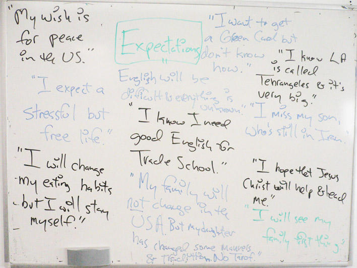 Expectations on whiteboard