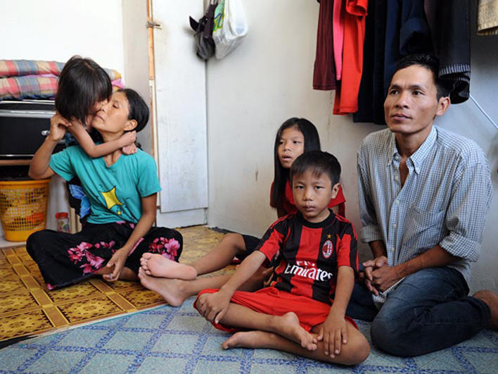 Refugee family at home