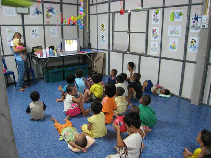 Child care at the Mae Sot Refugee Processing Center